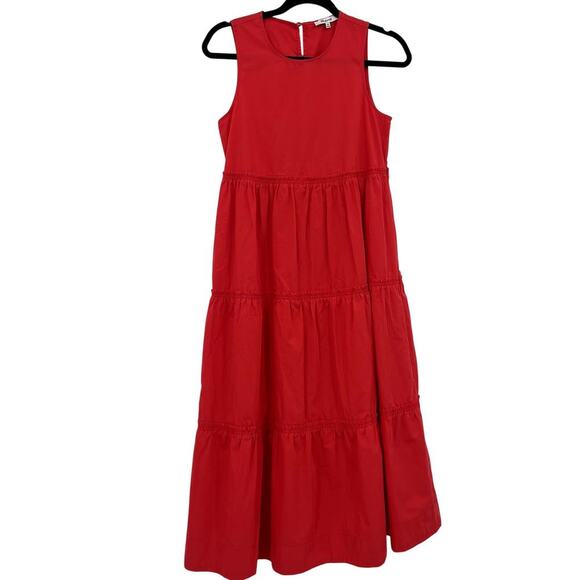 Madewell Women's Red Cattail Tiered Maxi Dress Extra Extra Small XXS - Picture 1 of 8